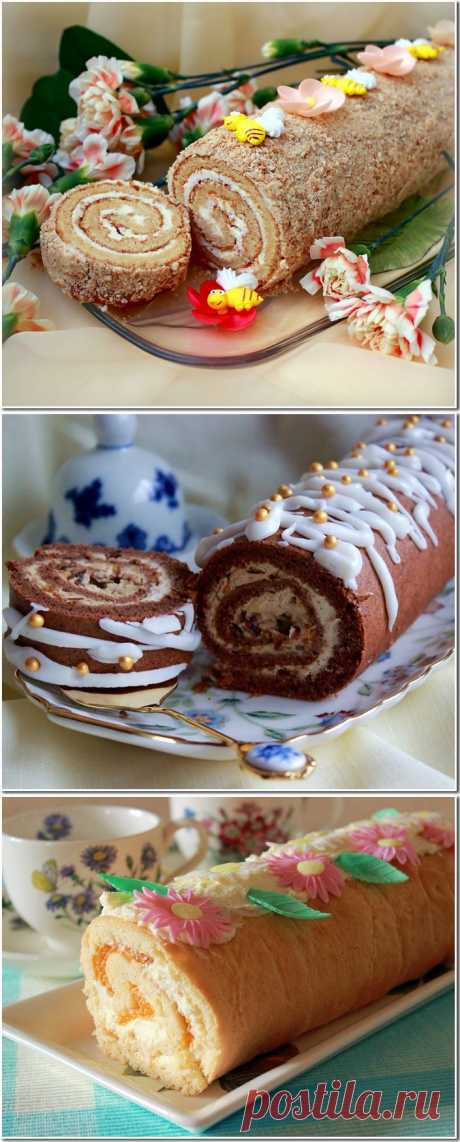 Десять рецептов вкуснейших домашних бисквитных рулетов.