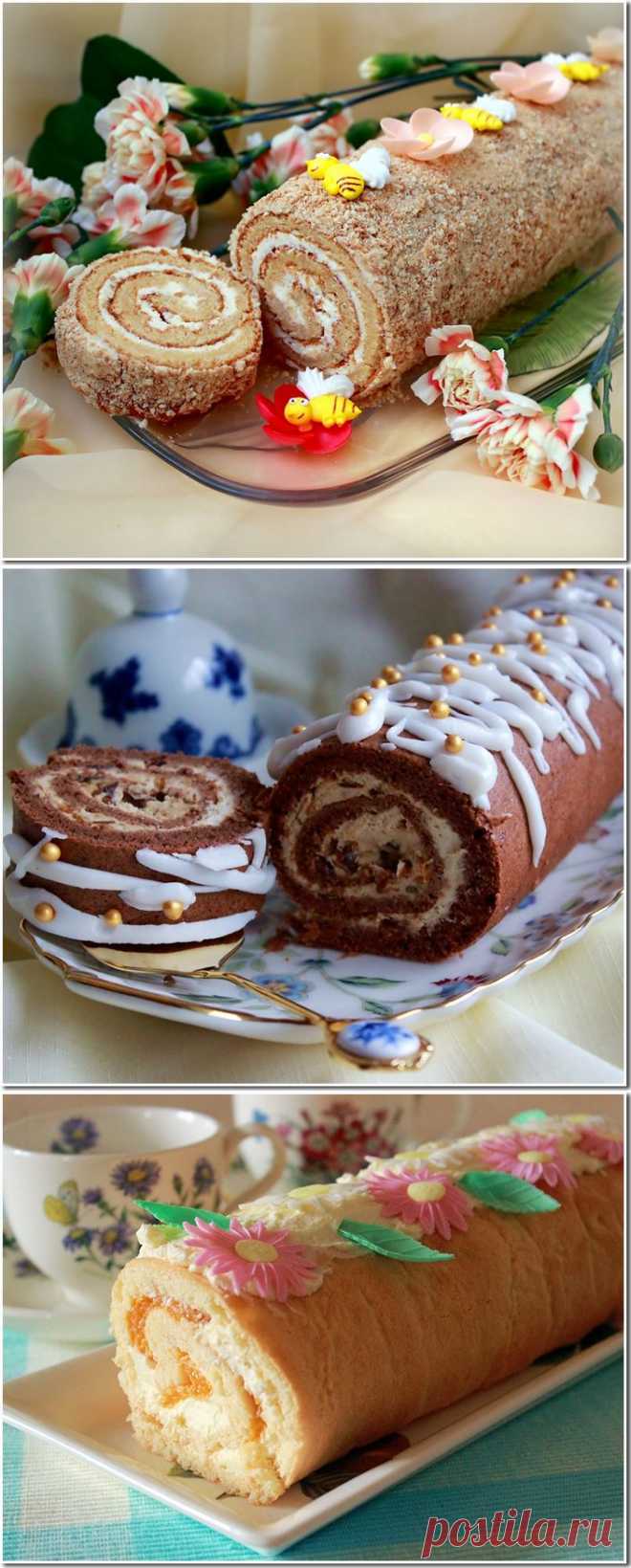 Десять рецептов вкуснейших домашних бисквитных рулетов.