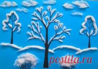 Аппликация из ваты 