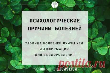 Таблица болезней Луизы Хей, аффирмации, психосоматика и причины заболеваний - BigProfits