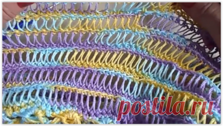 Необычный и красивый узор, вязанный крючком и спицами одновременно (мастер-класс)