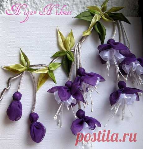 Миниатюрные цветы из ленточек и ткани - Handmade-Paradise