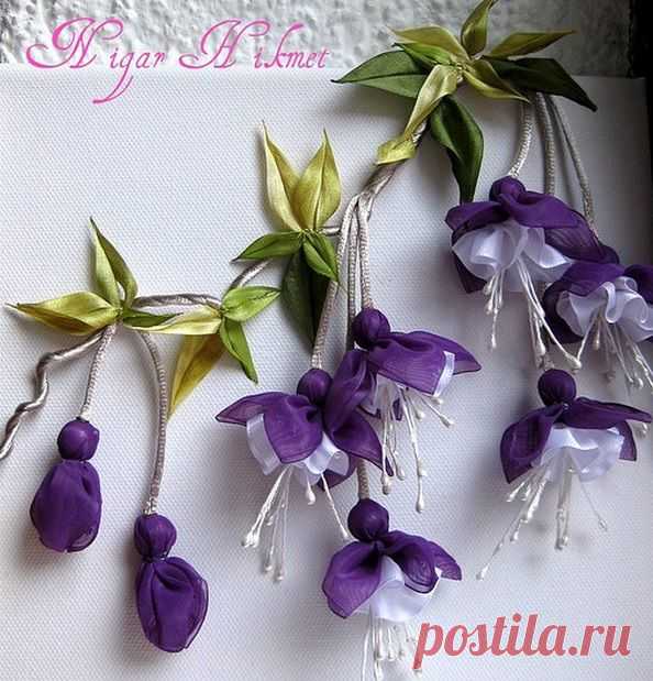 Миниатюрные цветы из ленточек и ткани - Handmade-Paradise
