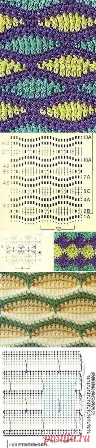 Вязание: цветные узоры крючком