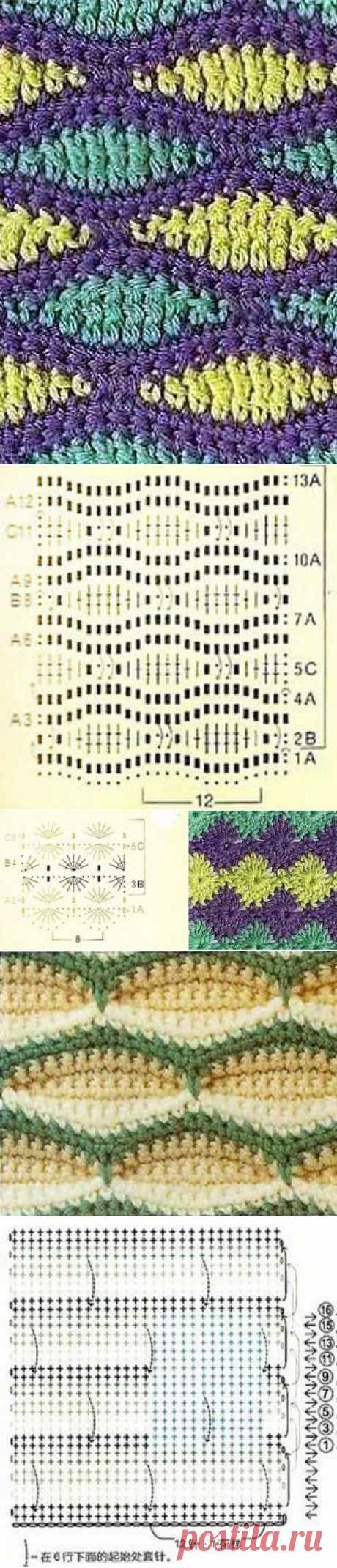 Вязание: цветные узоры крючком