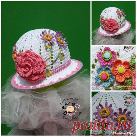 ШЛЯПКА &quot;ЛЕТНЯЯ&quot;... с РОЗОВОЙ РОЗОЙ