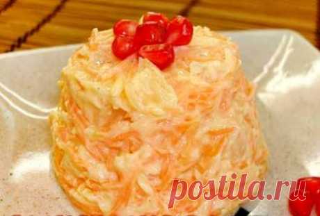 Салат из свежей моркови, сыра и ананасов » Жрать.ру