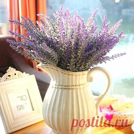 1 PCS Прованс лаванда Flower Silk войлоком искусственный Flower S grain декоративные поддельные Флорес букет моделирования водных план купить на AliExpress