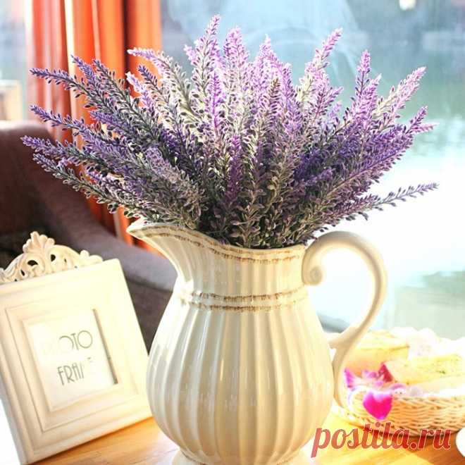 1 PCS Прованс лаванда Flower Silk войлоком искусственный Flower S grain декоративные поддельные Флорес букет моделирования водных план купить на AliExpress