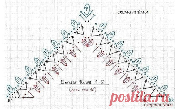 Яркая шаль крючком. Схемы вязания