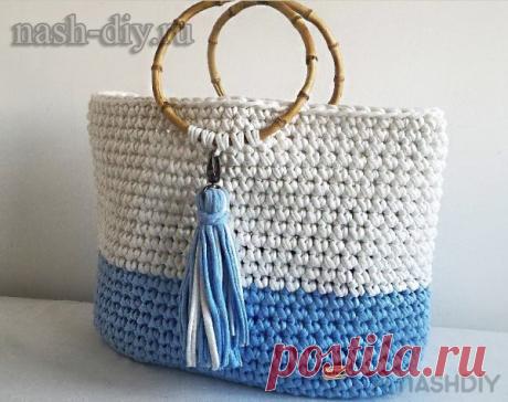 Вязаная сумка пляжная крючком