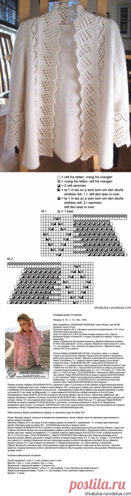 Жакет с ажурной каймой спицами. Схема вязания жакет спицами | Шкатулка рукоделия. Сайт для рукодельниц.