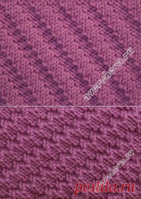узор 333 диагонали из лицевых и изнаночных | каталог вязаных спицами узоров