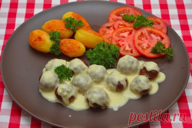 ​Мясные шарики из говяжьего фарша под сливочным соусом — Sloosh – кулинарные рецепты