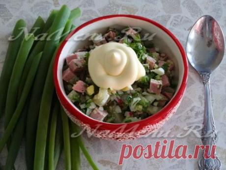 Окрошка на квасе с колбасой, рецепт