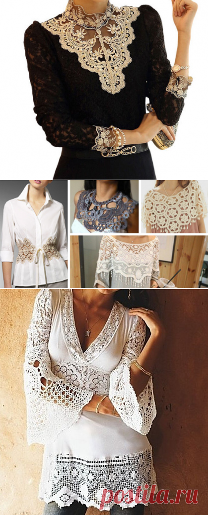 Украшение одежды вязанными вставками