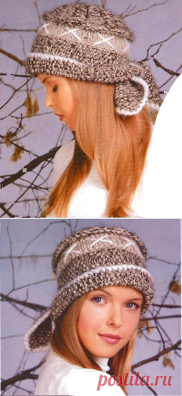 Шапочка из мохера с завязками