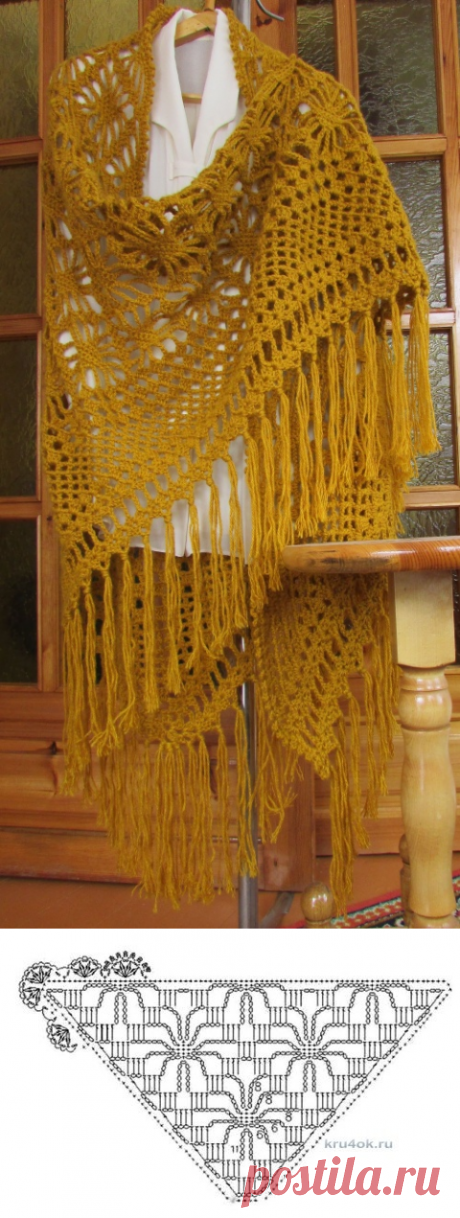 Шаль крючком Крупно. Ажур / Вязание