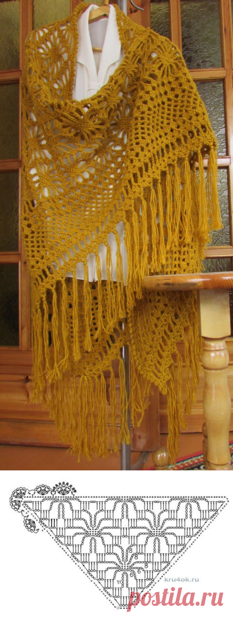 Шаль крючком Крупно. Ажур / Вязание