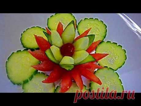 Цветок из огурца! Украшения из огурца. Flower of Cucumber Decoration of Cucumber - YouTube