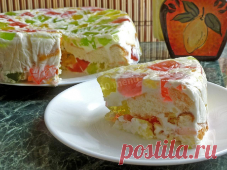 Торт Битое стекло с бисквитом рецепт с фото пошагово - 1000.menu