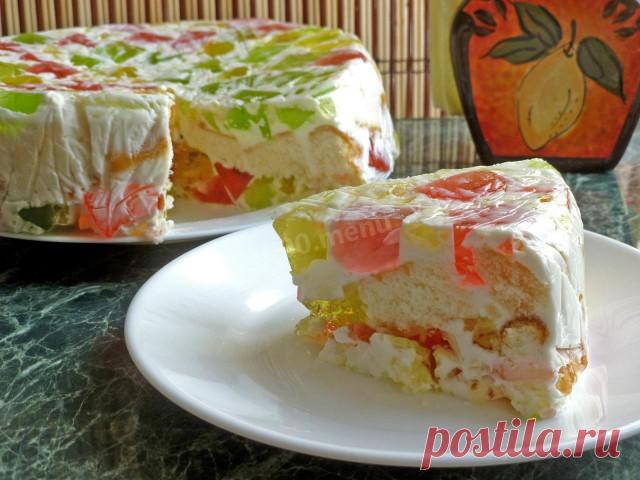 Торт Битое стекло с бисквитом рецепт с фото пошагово - 1000.menu