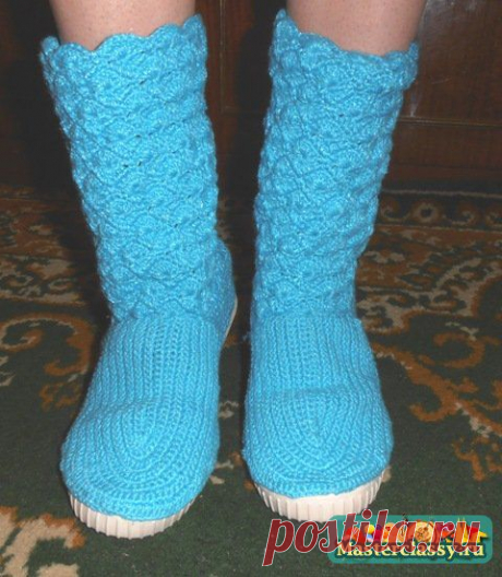 Вязаные сапоги крючком. Мастер класс с фото