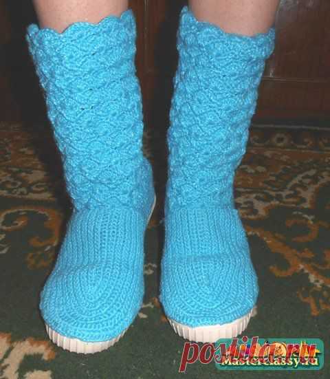 Вязаные сапоги крючком. Мастер класс с фото