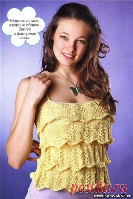 Летние топы, маечки для женщин спицами - Схемы и описания вязаных изделий | «Хомяк55.ру» сайт о вязании