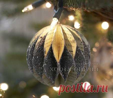 новогодний шар из бумаги