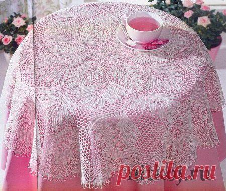 Скатерть спицами » Ниткой - вязаные вещи для вашего дома, вязание крючком, вязание спицами, схемы вязания