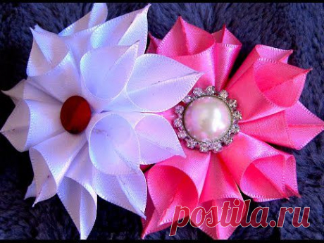 Flor de Fitas de  Cetim Passo a Passo
