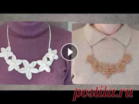 МАКРАМЕ/Macramé. Украшение на шею. Репсовый узел. Макраме для начинающих. Как сплести украшение на шею из шнура. Макраме для начинающих. Для маленького цветка нужно сплести 4 &quot;бриды&quot;- ряда, средний цветок - 5, боль...