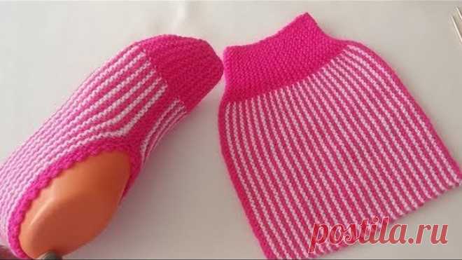 kolay bayan patik modeli / iki şiş patik modeli / çeyizlik çetik modeli yapılışı / easy booties