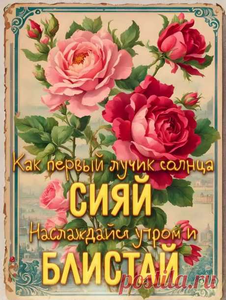 Открытка доброе утро с розами