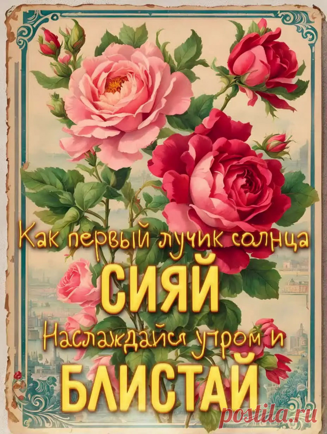 Открытка доброе утро с розами