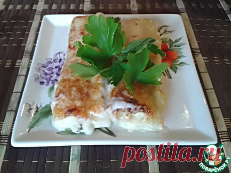 Каннеллони с рикоттой и шпинатом (со свежим шпинатом, под соусом Бешамель)