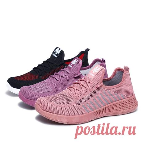 Women Color Block Mesh Lace Up Sport Casual Flat Shoes - US$23.99