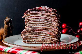 Candy Cane Chocolate Crepe Cake