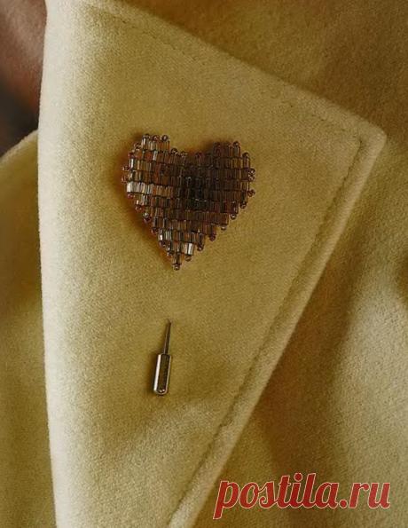 Булавка-сердечко Брошь из бисера, Валентинки из бисера, Кулоны и подвески из бисера, Серьги из бисера – Бисерок