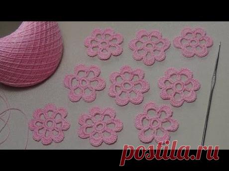 Вязание простого ЦВЕТКА - урок вязания для начинающих - Lesson crochet flowers