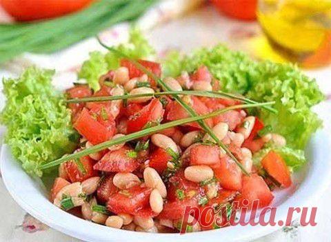 Салат из фасоли с помидорами | Домашняя кулинария