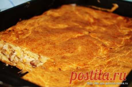 Заливной пирог с рисом и мясом • Пироги, пирожки