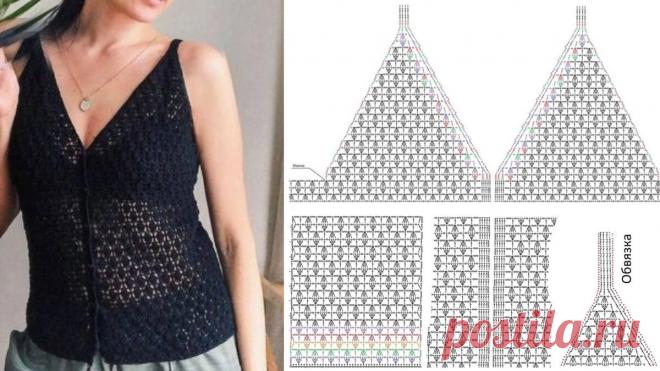 17 идей и схем для вязания крючком летнего женского топа без рукавов: большинство из них можно связать за пару вечеров, и обновка готова 🤗 | Рукоделишна | Дзен