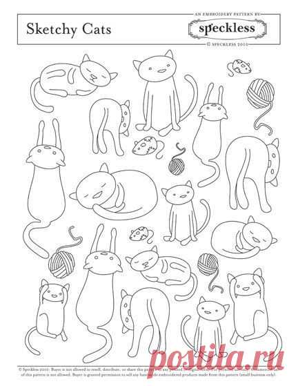Sketchy Cats Embroidery Pattern