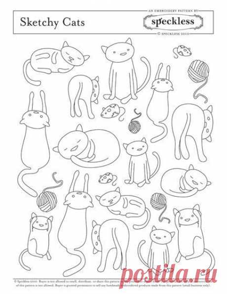 Sketchy Cats Embroidery Pattern