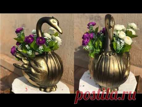 DIY-Make Royal Swan Pot Using Cloth/Cement Craft Ideas