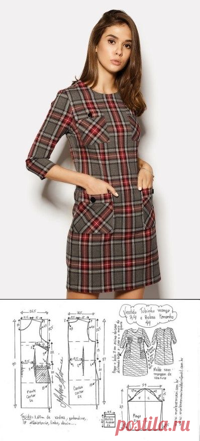 Платье с рукавом 3/4. Размер 36-56(евро). Выкройки (Шитье и крой) – Журнал Вдохновение Рукодельницы