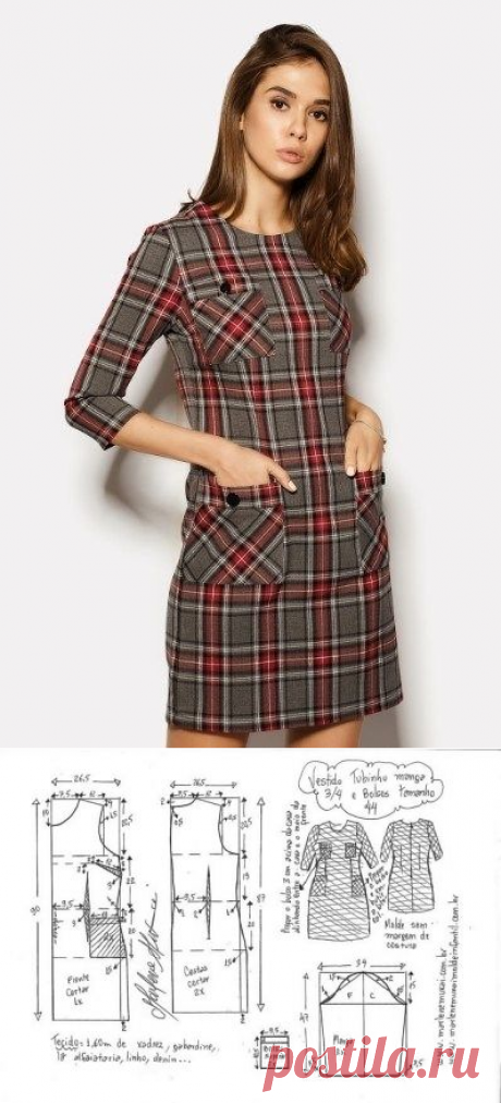 Платье с рукавом 3/4. Размер 36-56(евро). Выкройки (Шитье и крой) – Журнал Вдохновение Рукодельницы