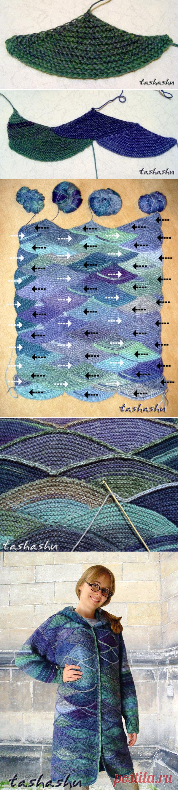 Пальто "Та еще змея!" (МК - вязание чешуи). - Ярмарка Мастеров - ручная работа, handmade